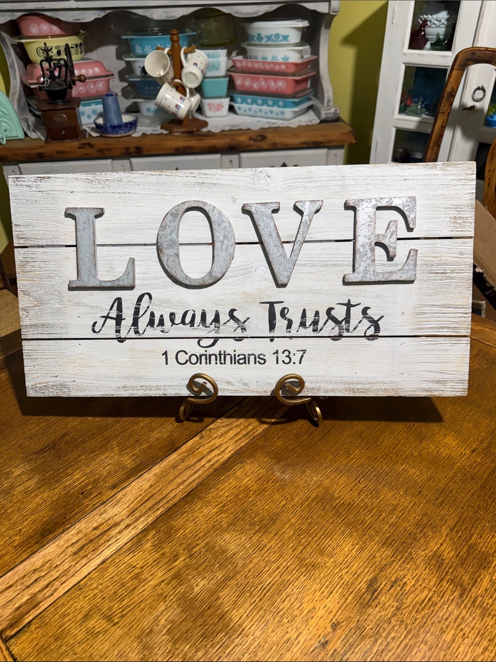 Hobby Lobby White & Gray 'LOVE Always Trusts' Rustic Wall Sign